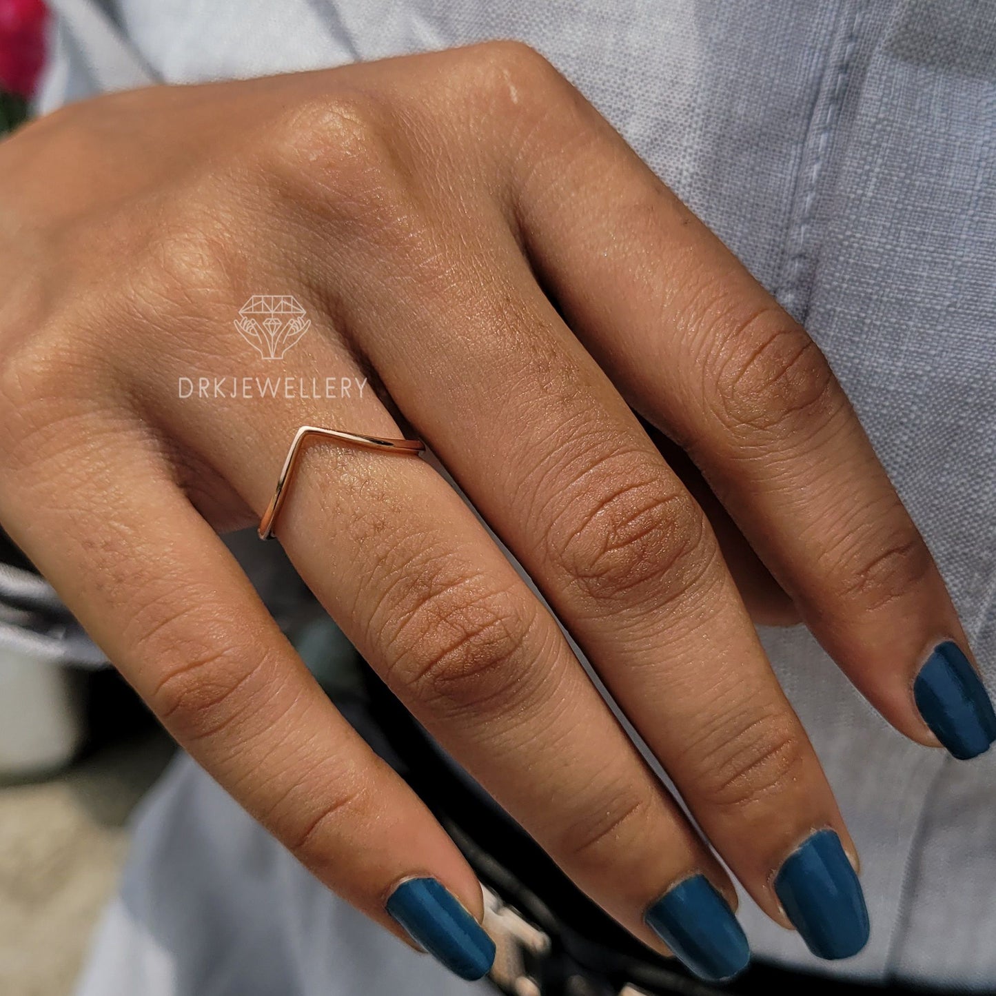Chevron Style Gold Stackable Gold Wedding Band