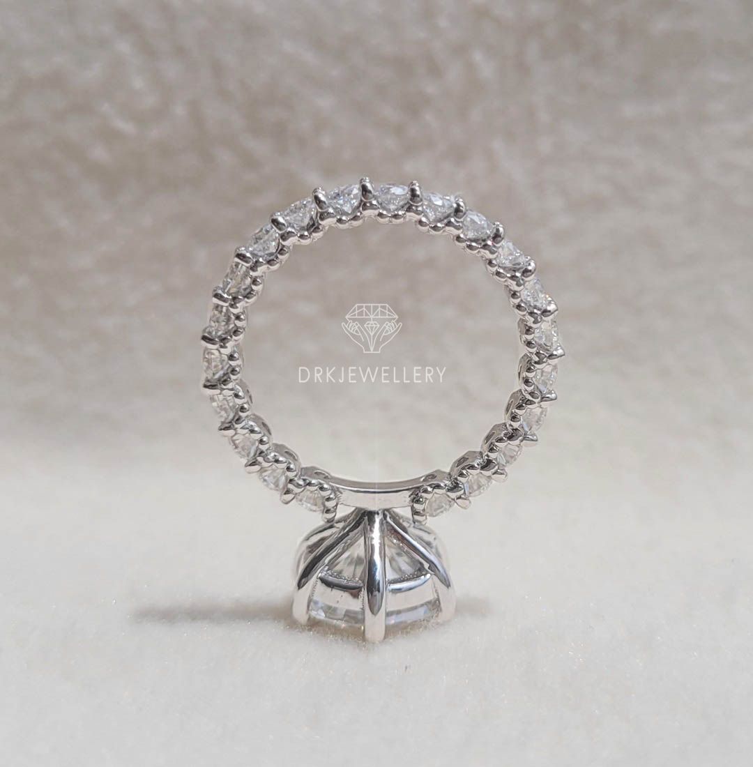 Unique Round Cut Moissanite U-Prong Set Eternity Ring