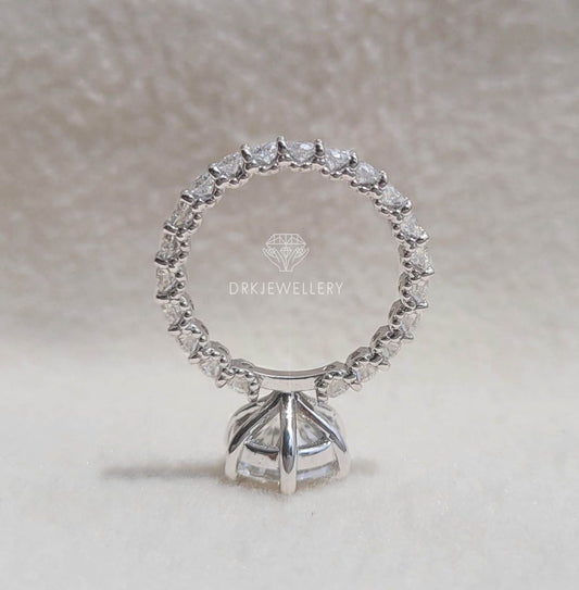 Unique Round Cut Moissanite U-Prong Set Eternity Ring