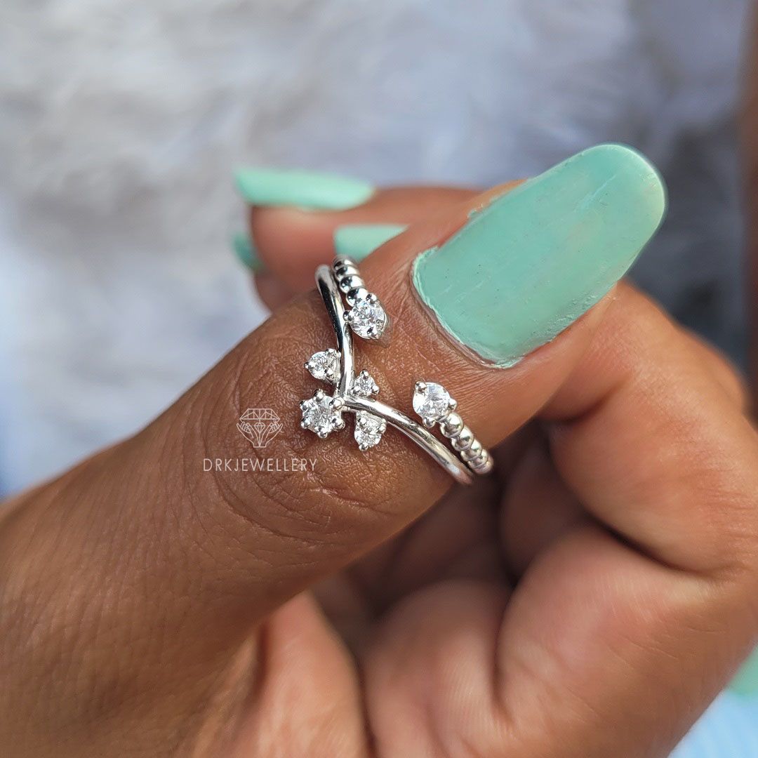 Chevron Style Round Cut Diamond Stackable Gold Band