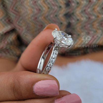 Oval Cut Moissanite Channel Setting Gold Engagement Ring