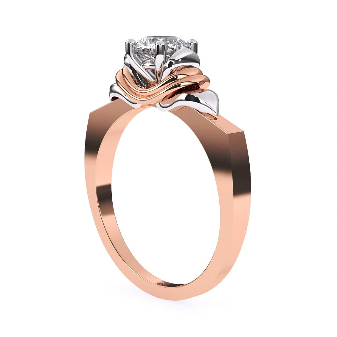 Vintage Inspired Round Cut Moissanite Gold Wedding Ring