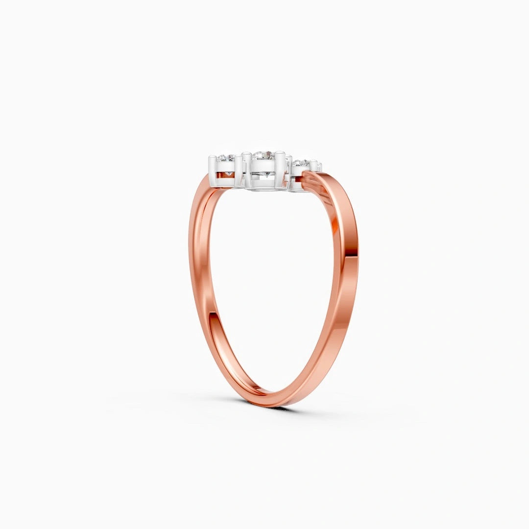 three stone style round cut lab grown diamond wedding gold ring