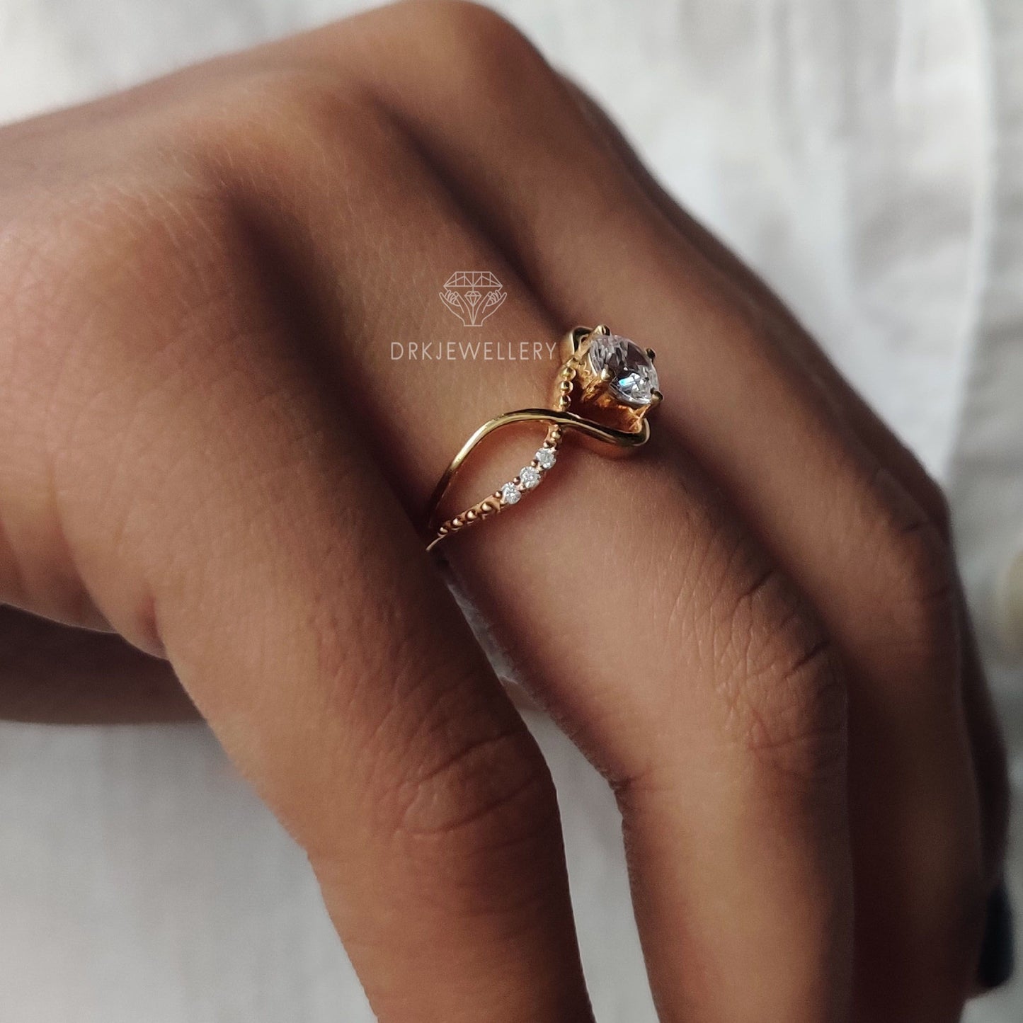 Infinity Style Round Cut Lab Diamond Ring