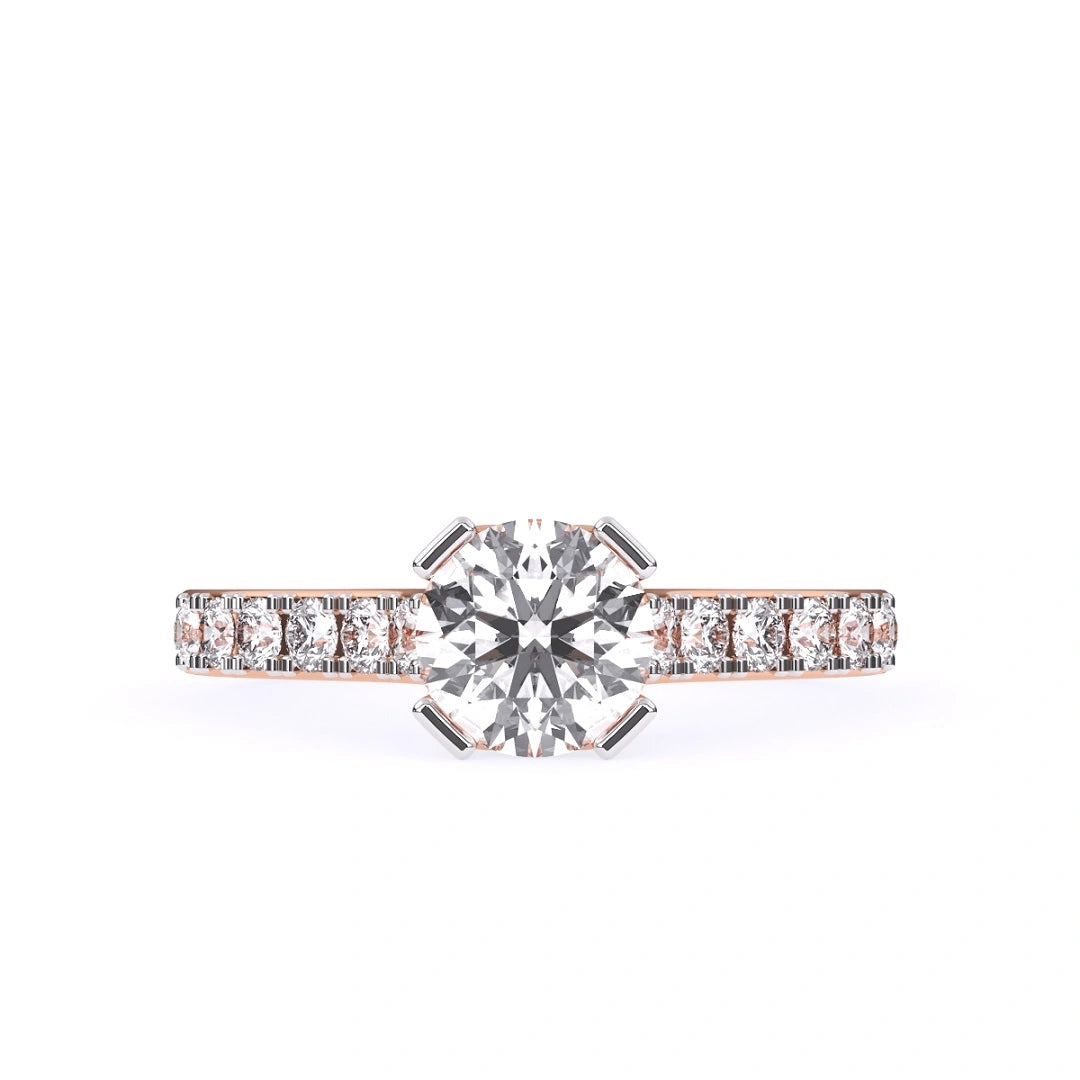 round cut lab diamond pave set ring for her in engagement ring