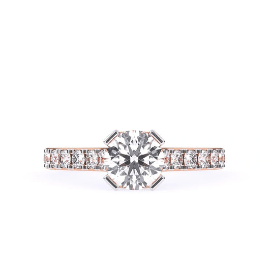 round cut lab diamond pave set ring for her in engagement ring