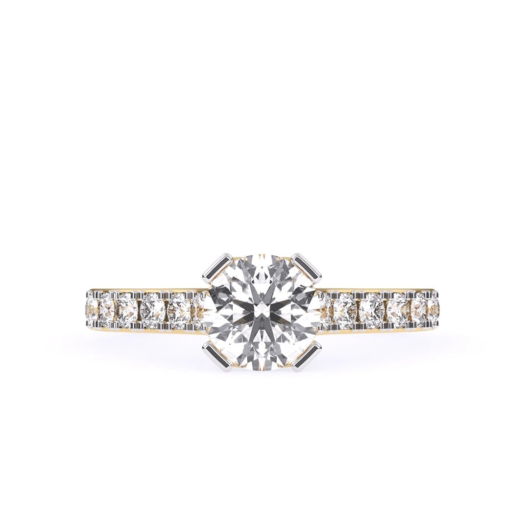 round cut lab diamond pave set ring for her in engagement ring