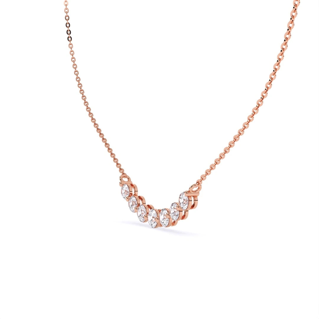 solid 14k rose gold seven stone pendant