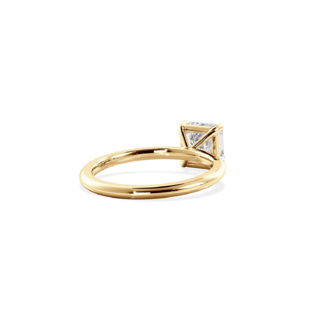 Asscher Cut Moissanite Solitaire Dainty Gold Ring