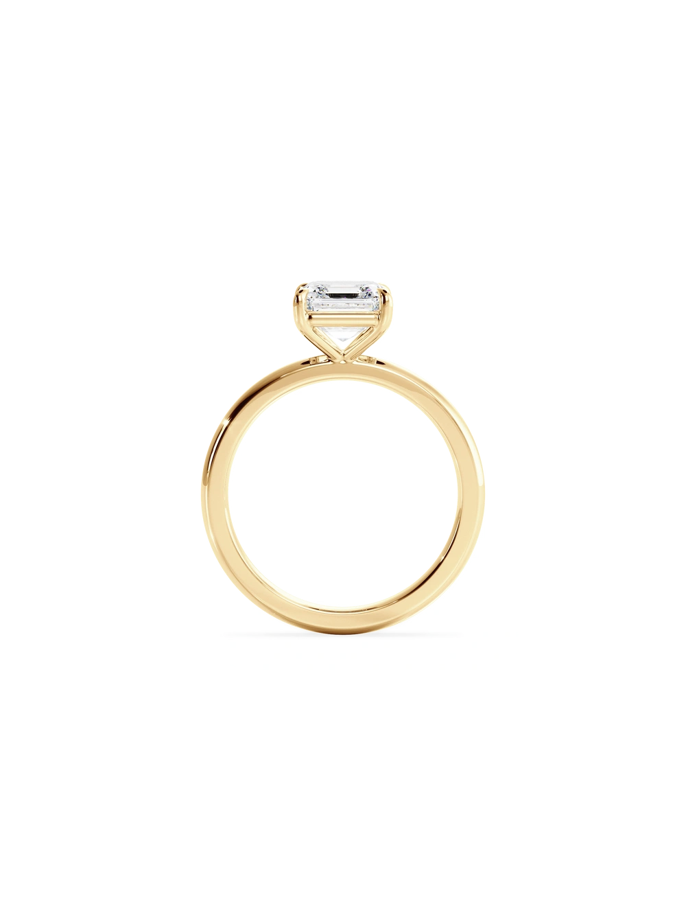 Asscher Cut Moissanite Solitaire Dainty Gold Ring