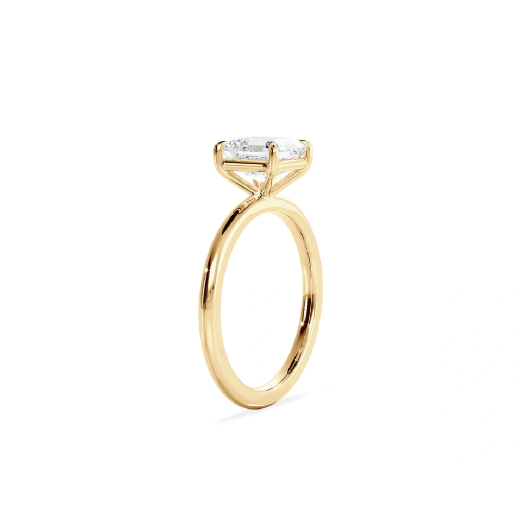 Asscher Cut Moissanite Solitaire Dainty Gold Ring