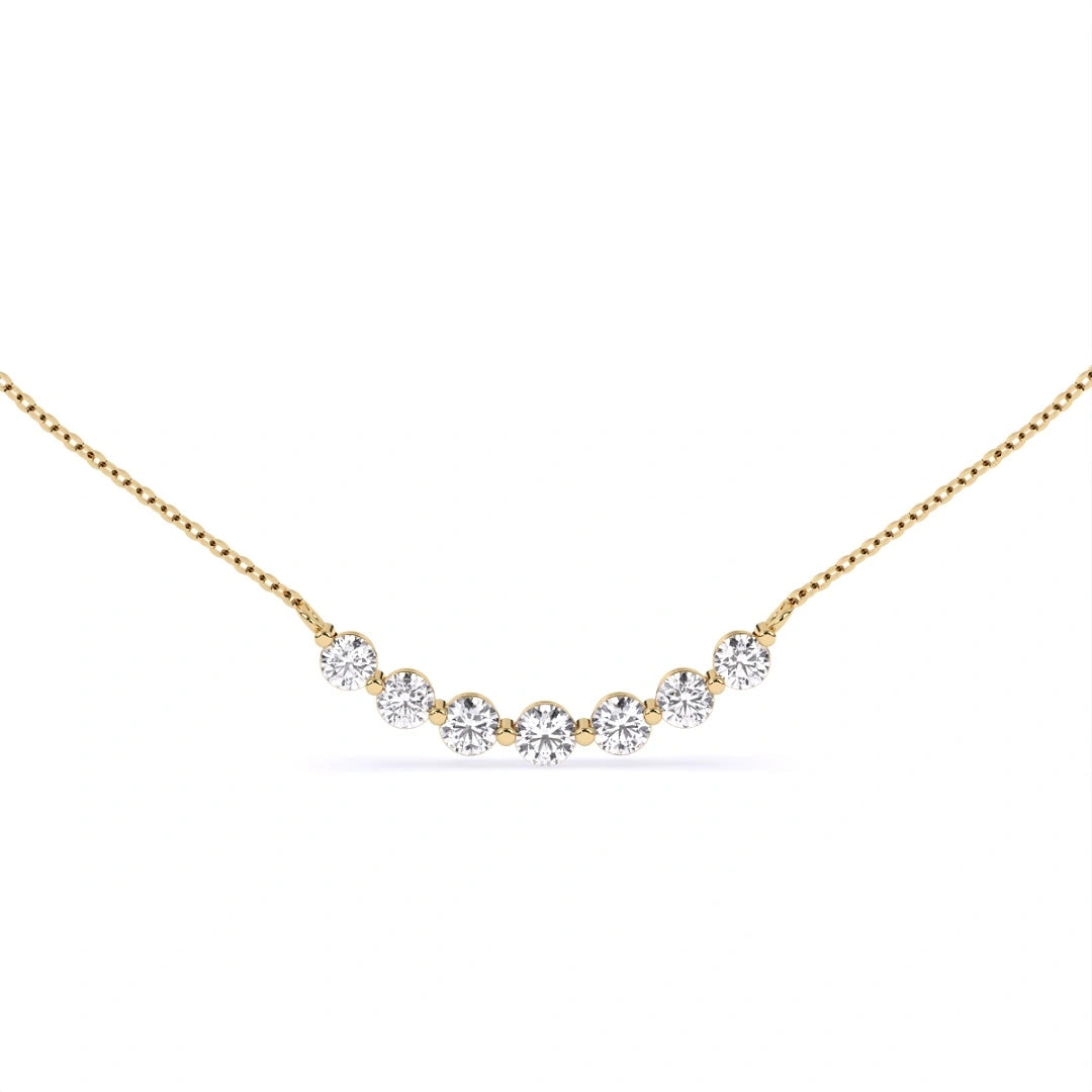 seven stone round cut lab grown diamond single prong style chain pendant as necklace