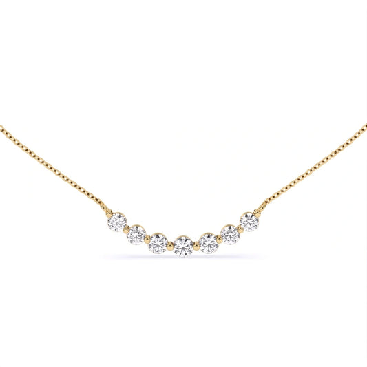 seven stone round cut lab grown diamond single prong style chain pendant as necklace