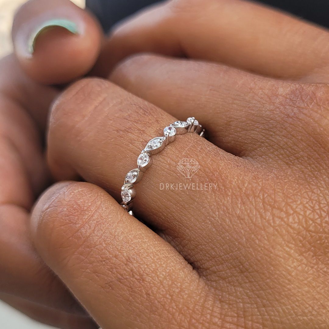 Round cut lab grown diamond ring, lab diamond ring, bezel set ring, pave set ring,white gold ring