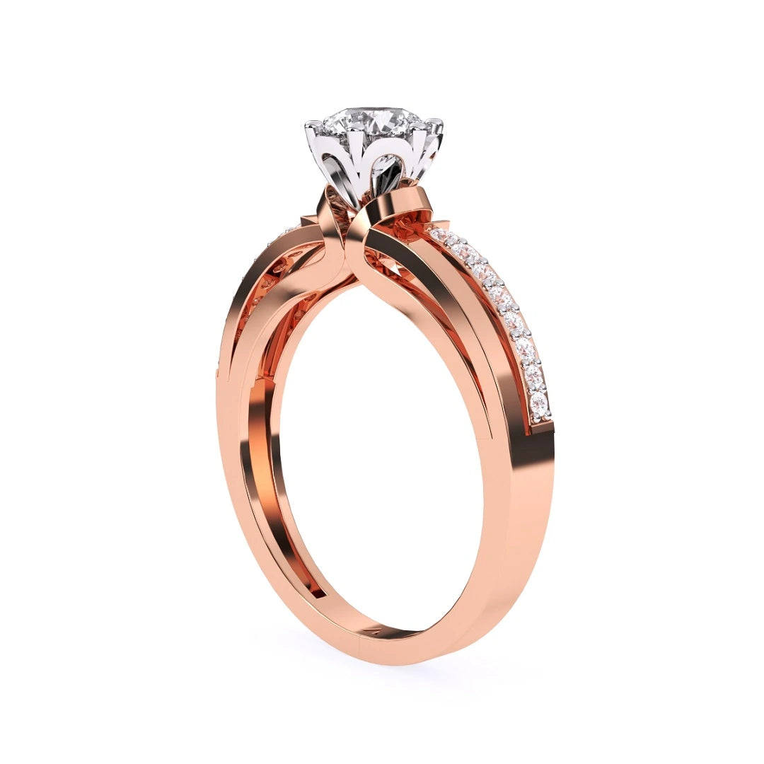 Round cut ring, channel setting ring, rose gold ring, 14k gold, handmade rings, gifts for her