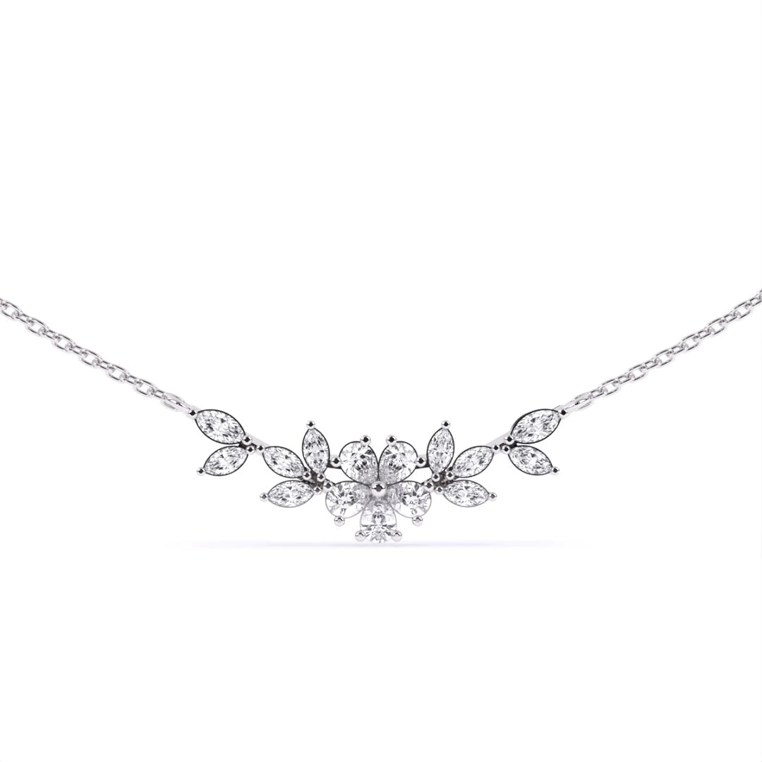 cluster style pear and marquise lab grown diamond neckalce gift for her