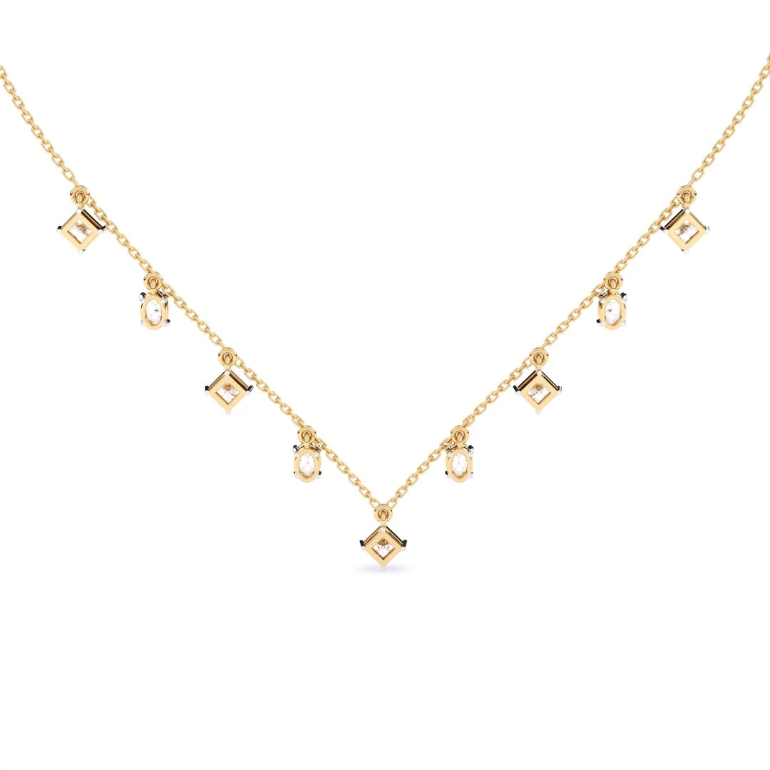 princess and oval cut lab grown diamond chain link necklace
