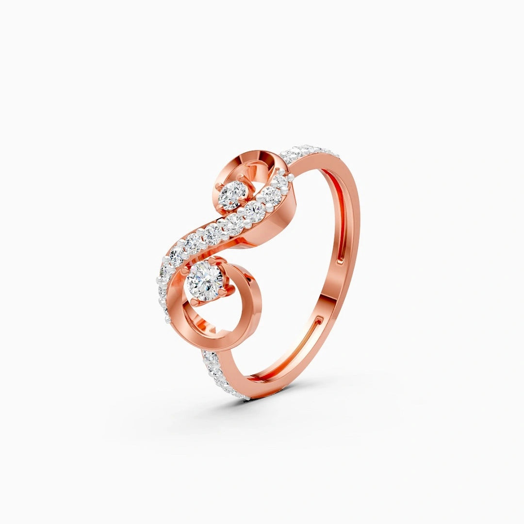 infinity style ring, round cut ring, pave set ring, stylist ring, fashion ring, diamond ring, gifts for her, personalised gifts for her