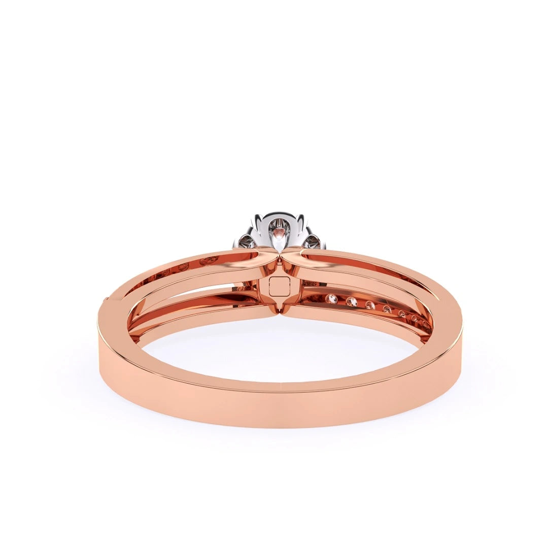 Round cut ring, channel setting ring, rose gold ring, 14k gold, handmade rings, gifts for her
