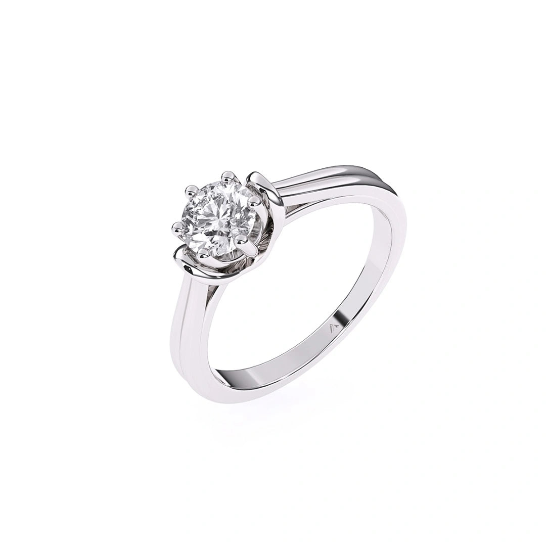 round cut lab grown diamond 14k to tone gold engagemet ring