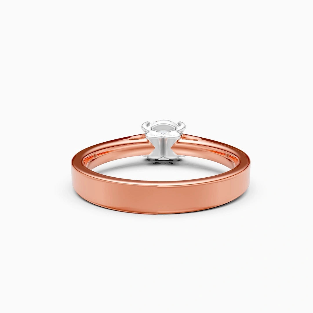 Modern Underneath Diamond Style Round Cut 14K Gold Ring