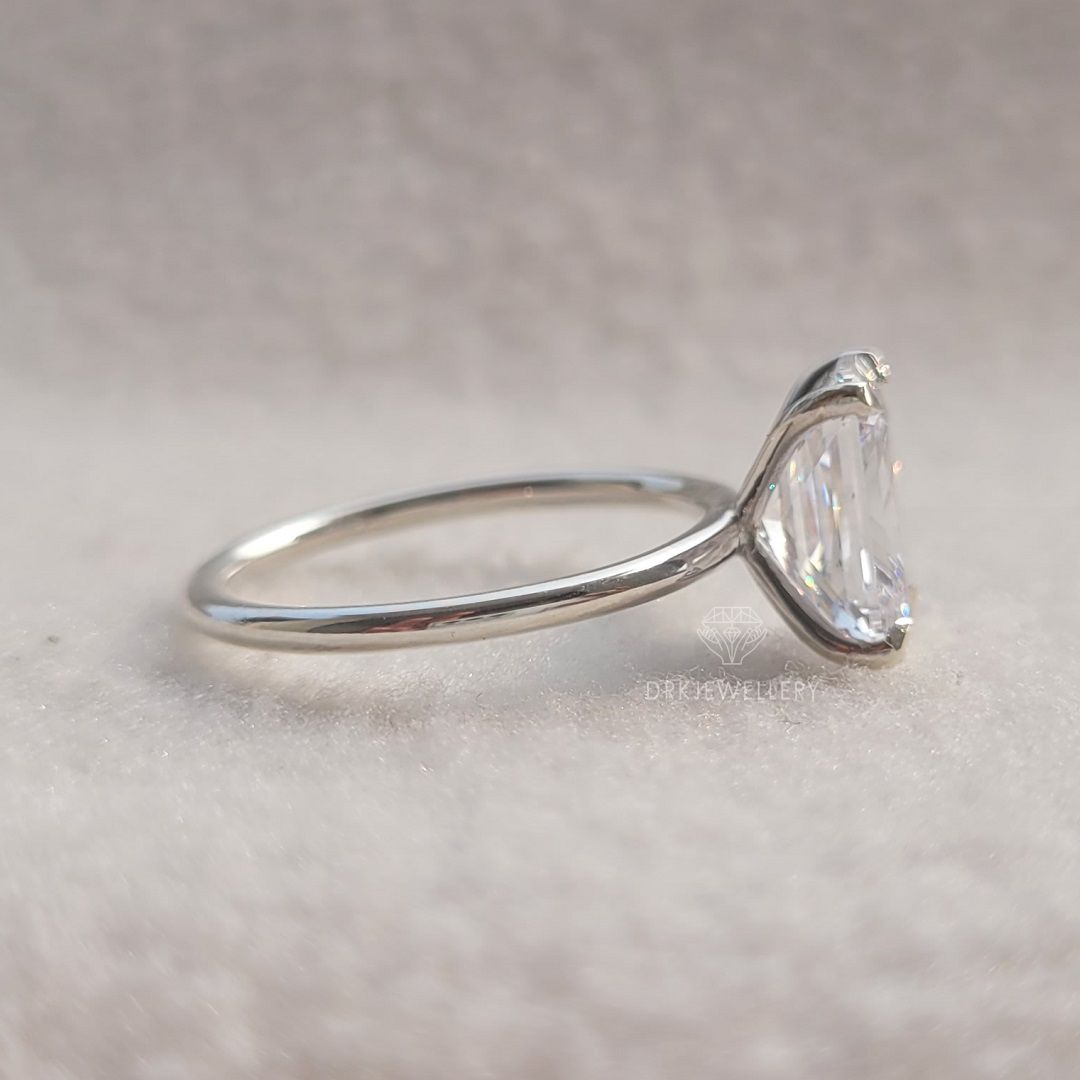 elongated radiant cut ring,moissanite ring,lab diamond ring,lab grown diamond ring,rings,gifts,gift ideas,solitaire ring,statement ring,promise ring,propose ring,white gold ring