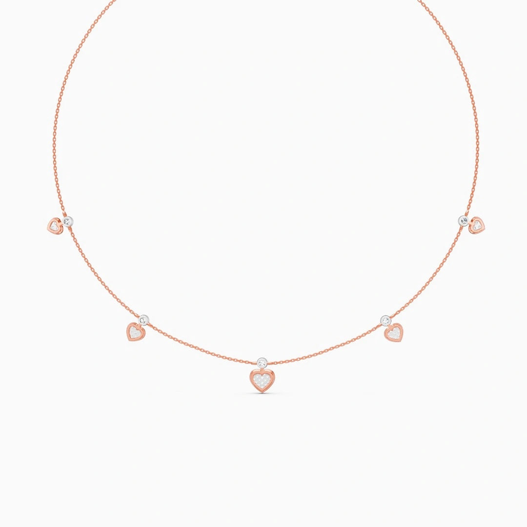 heart shape round cut lab grown diamond chain necklace for gifts