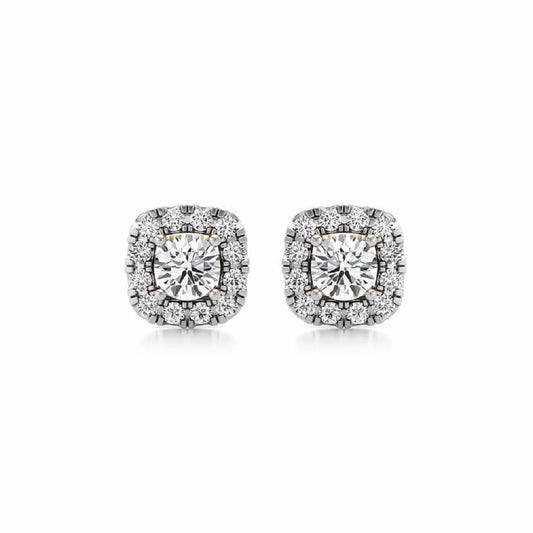 cushion cut halo engagement earrings, tops ear studs, halo studs