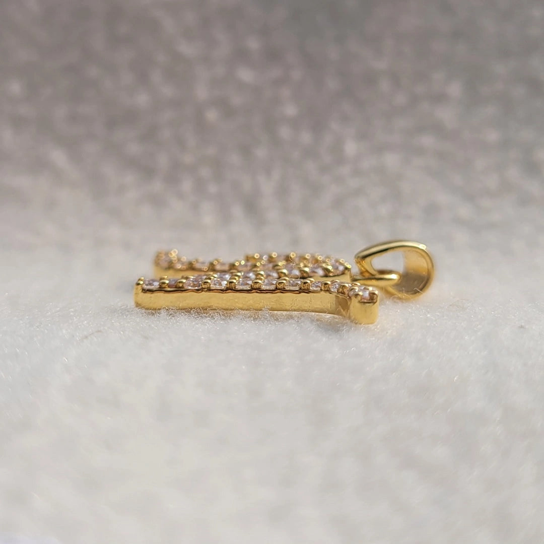 Initial "N" Letter Round Lab Grown Diamond Gold Pendant