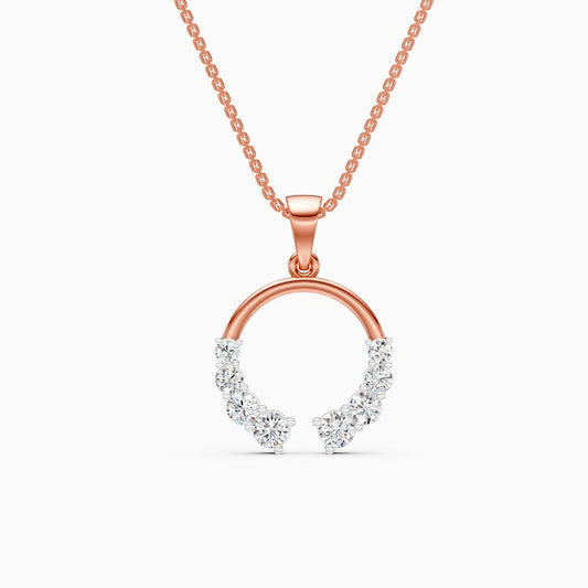 horse hoe style open gap diaond rose gold wedding pendant chain
