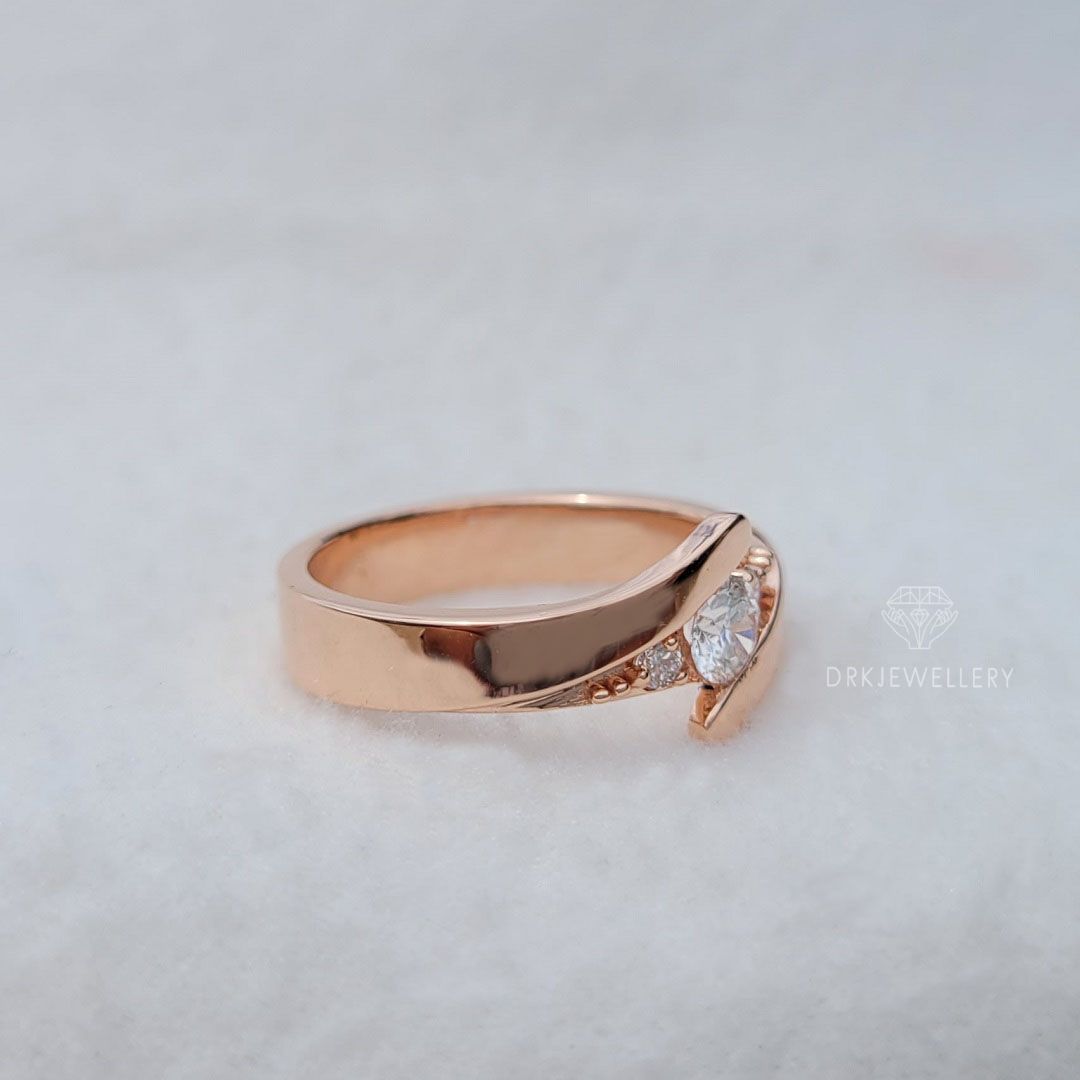round cut lab grown diamond ring, rings,gifts,bypass setting ring,rose gold ring,gold diamond ring,annivesary gifts