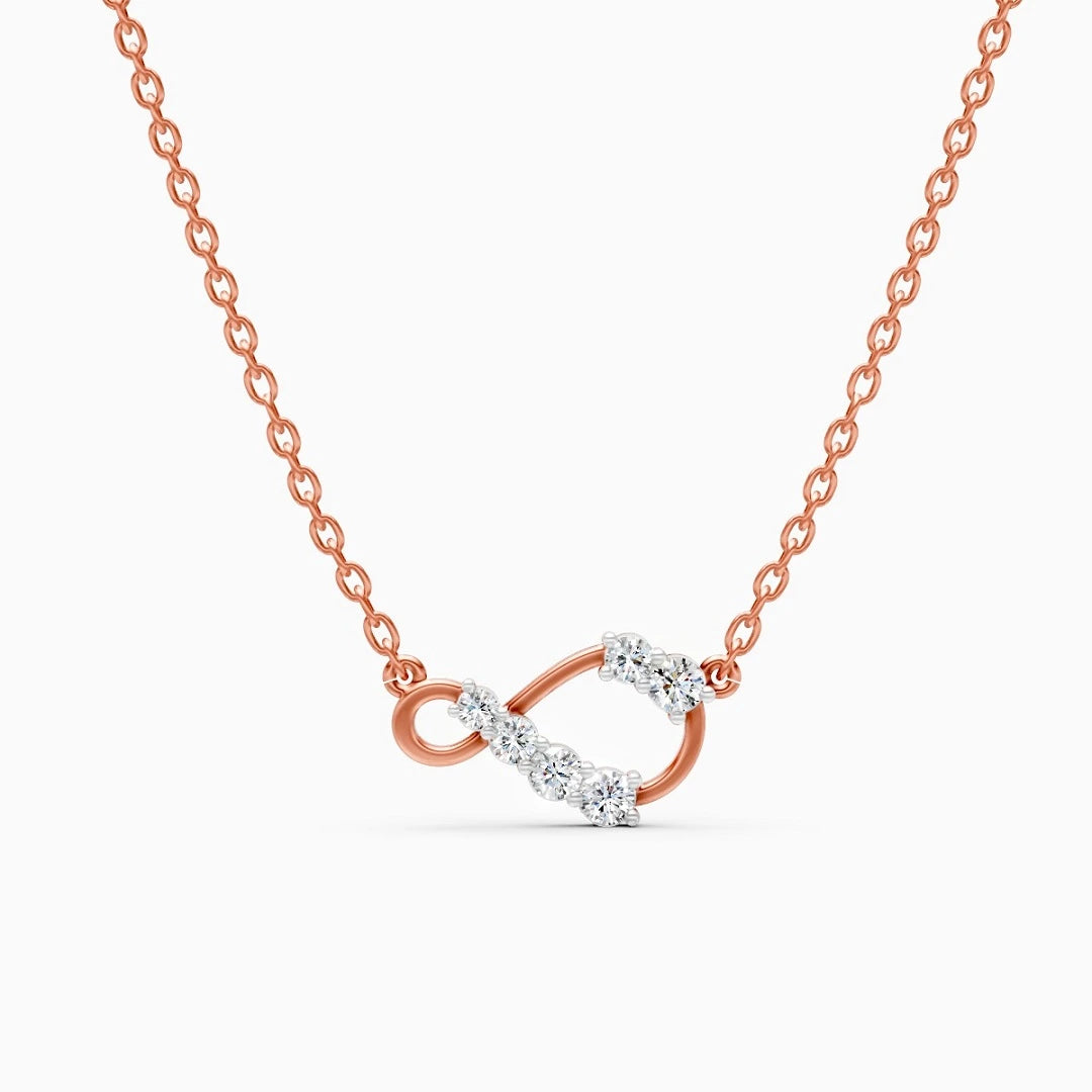 infinity style round cut lab grown diamond 4k rose gold chan pendant