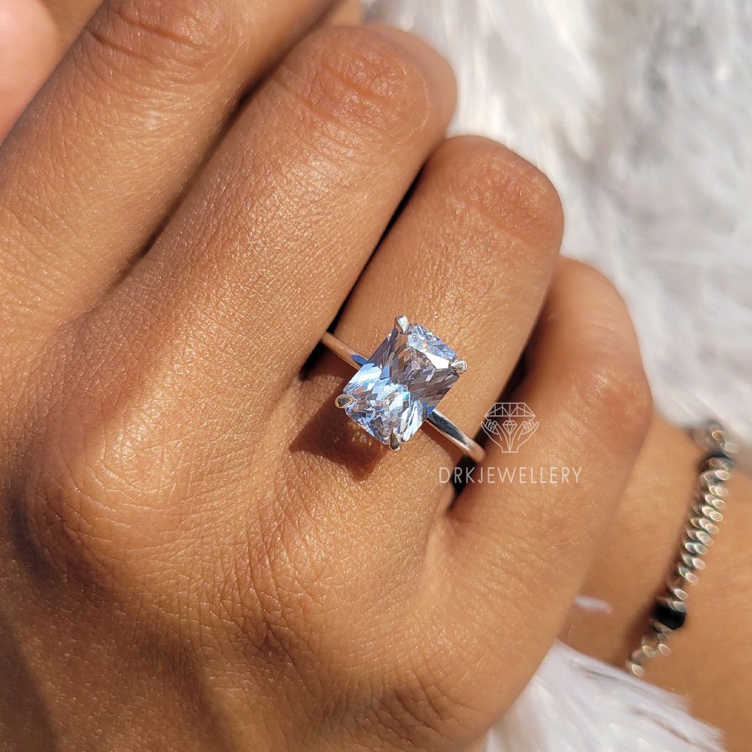 elongated radiant cut ring,moissanite ring,lab diamond ring,lab grown diamond ring,rings,gifts,gift ideas,solitaire ring,statement ring,promise ring,propose ring,white gold ring