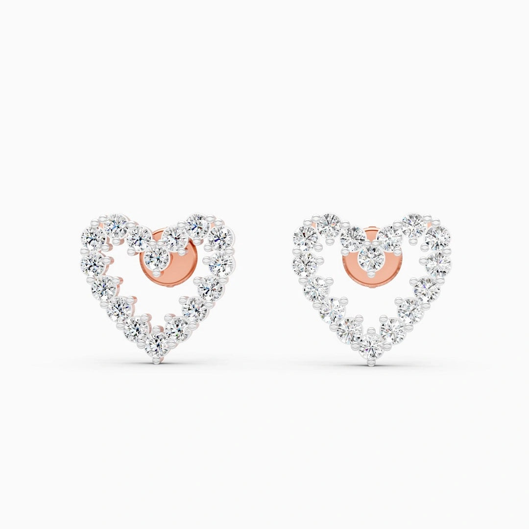 dear heart sstyle round cut lab grown diamond ear studs for her
