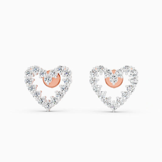 dear heart sstyle round cut lab grown diamond ear studs for her