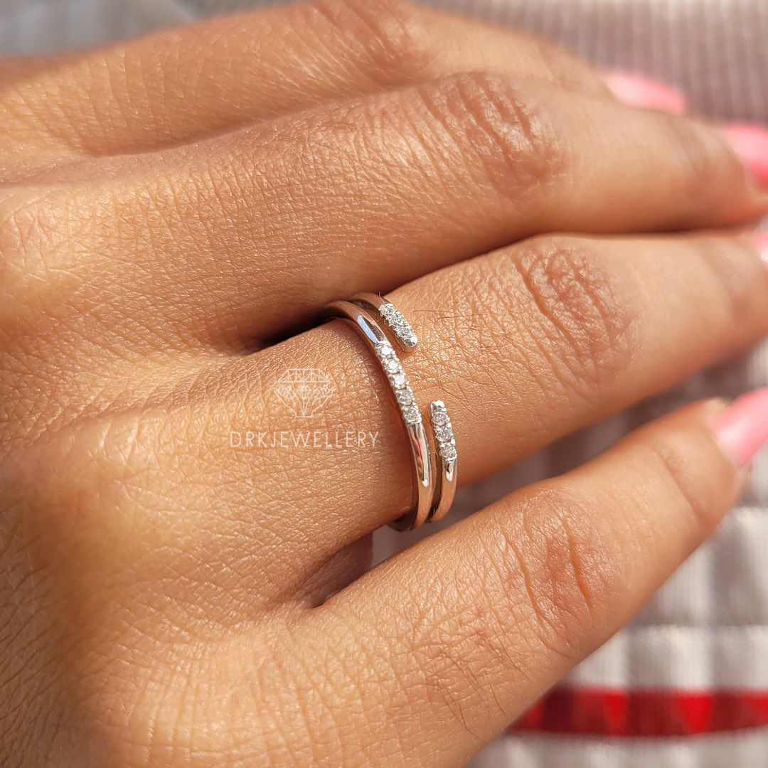 Double row pave set erernity white gold wedding ring set round cut lab grown diamond