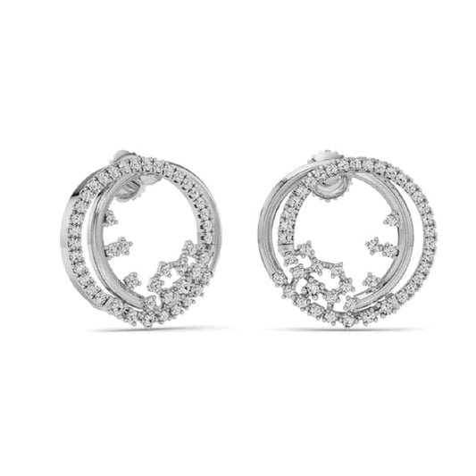 round diamond hoops, round cut earrings, channel setting earrings, pave setting earrings, studs, ear studs, gifts, handmade
