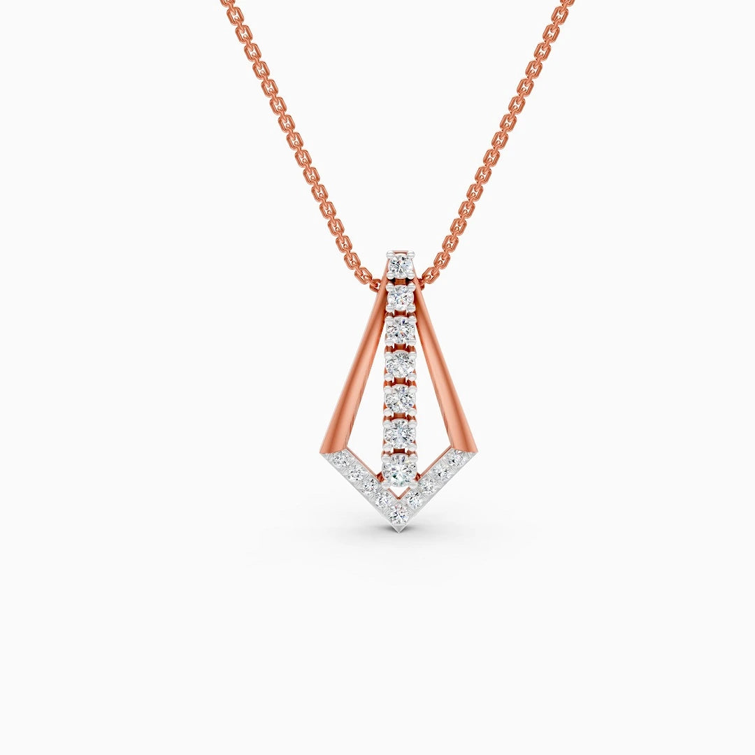 arch style round cut lab grown diamond chain pendant