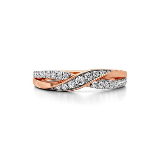 Round cut lab grown diamond ring, diamond ring, pave set ring, rose gold ring, curved wedding ring, gifts for her