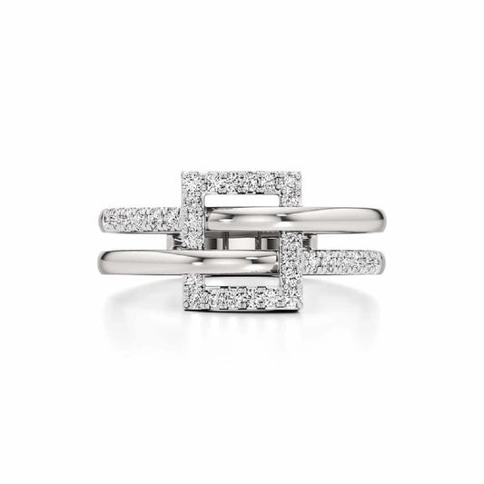 Square Shape Round Cut Lab Grown Diamond Gold Ring