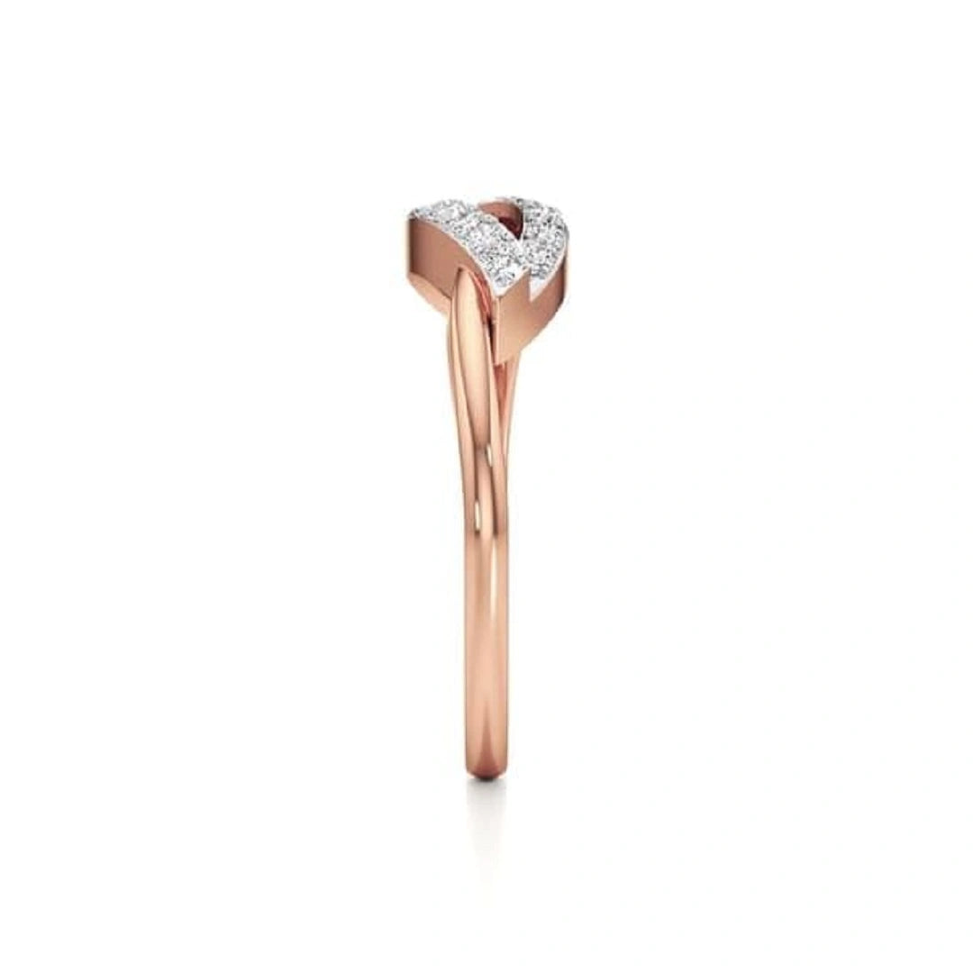 evil eye style ring, round cut ring, gold ring, rose gold ring, round cut ring, lab grown diamond 