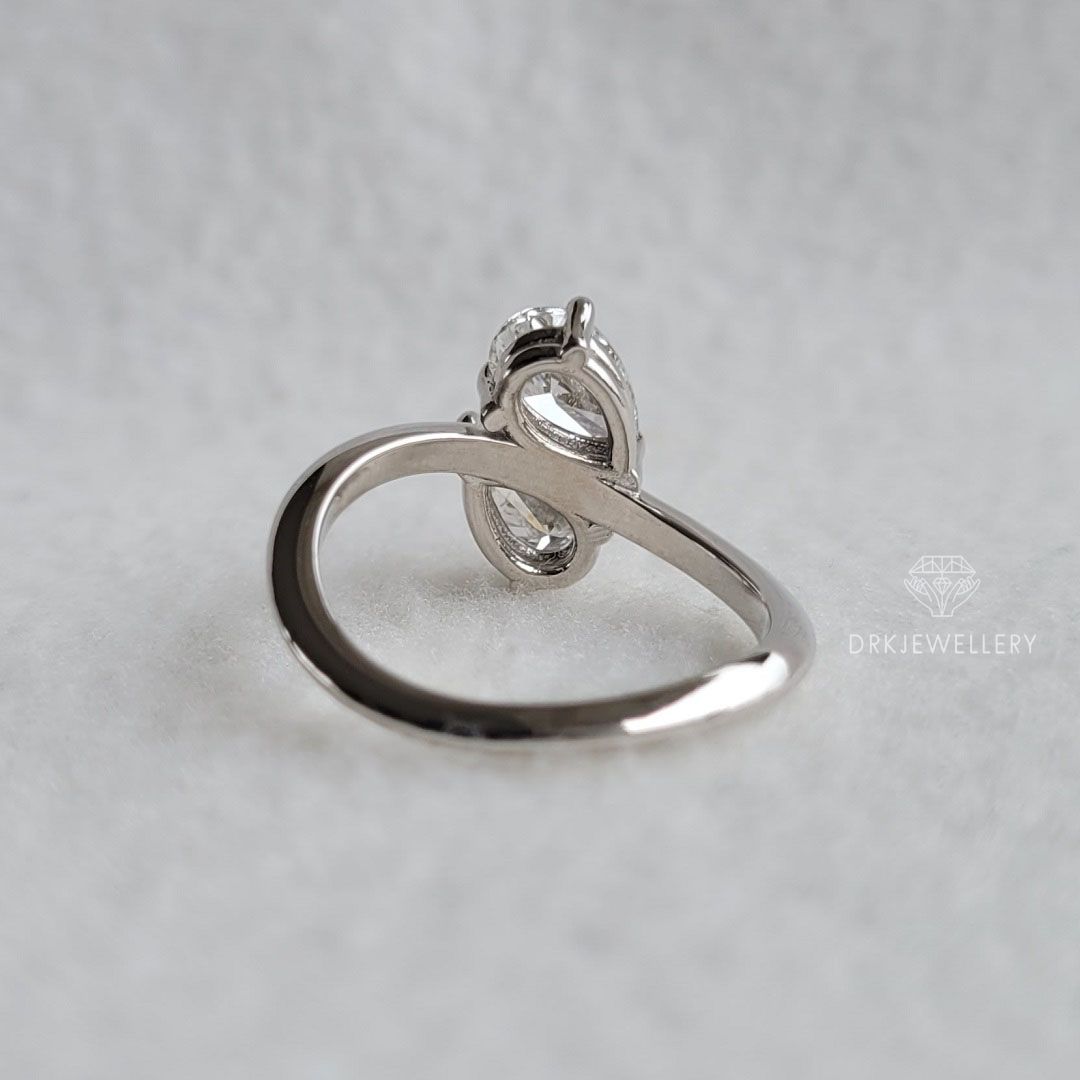 two stone ring,twin diamond ring,byass setting ring,white goldring, infinity style ring,3 prong style ring,gifts for her,engagement ring