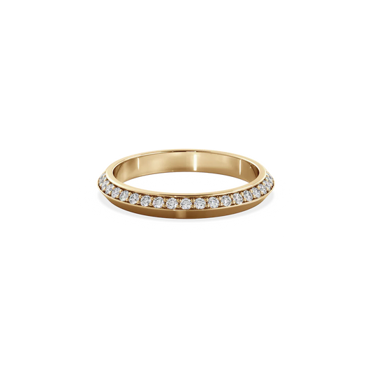 Gold ring with small size round cut eternity wedding band