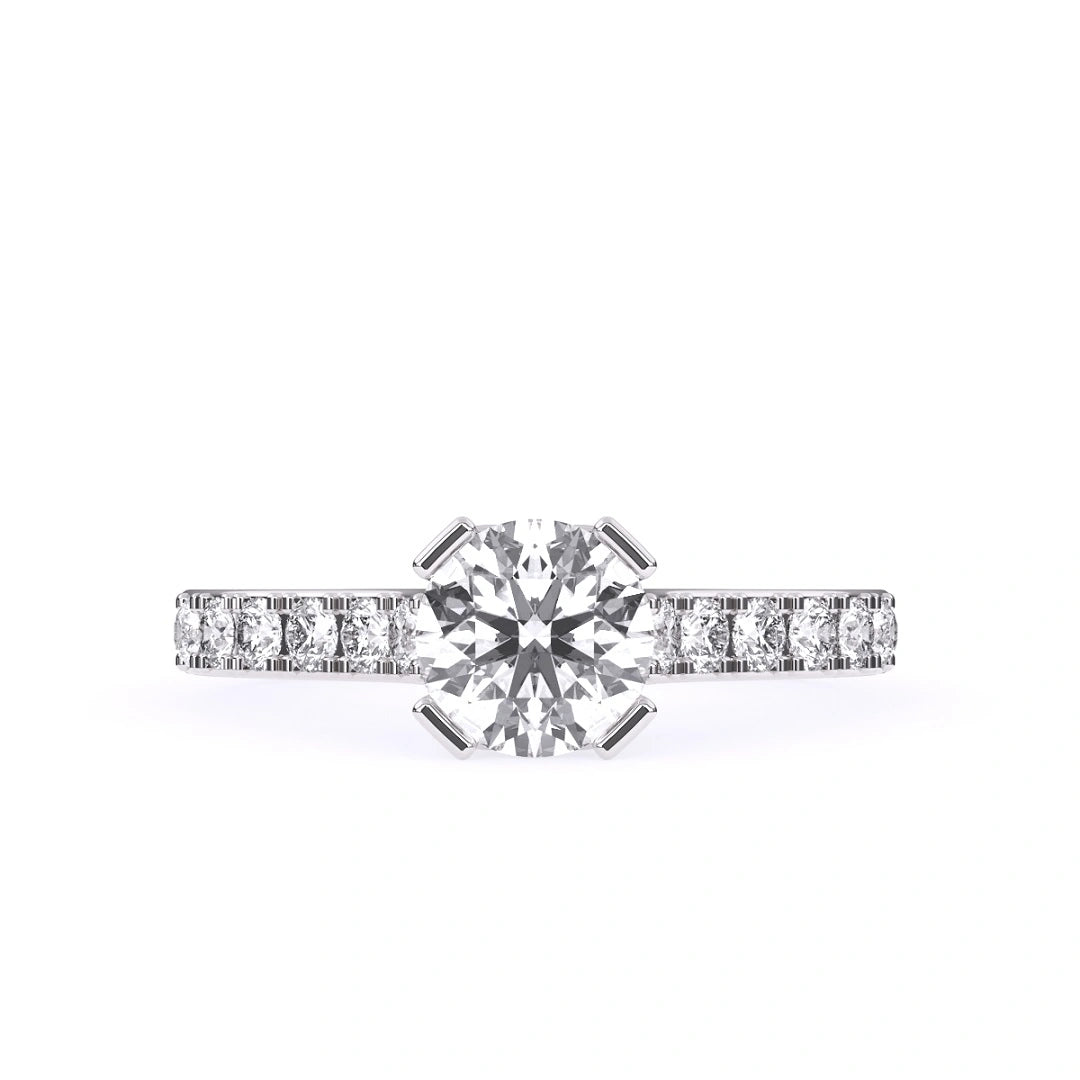 round cut lab diamond pave set ring for her in engagement ring