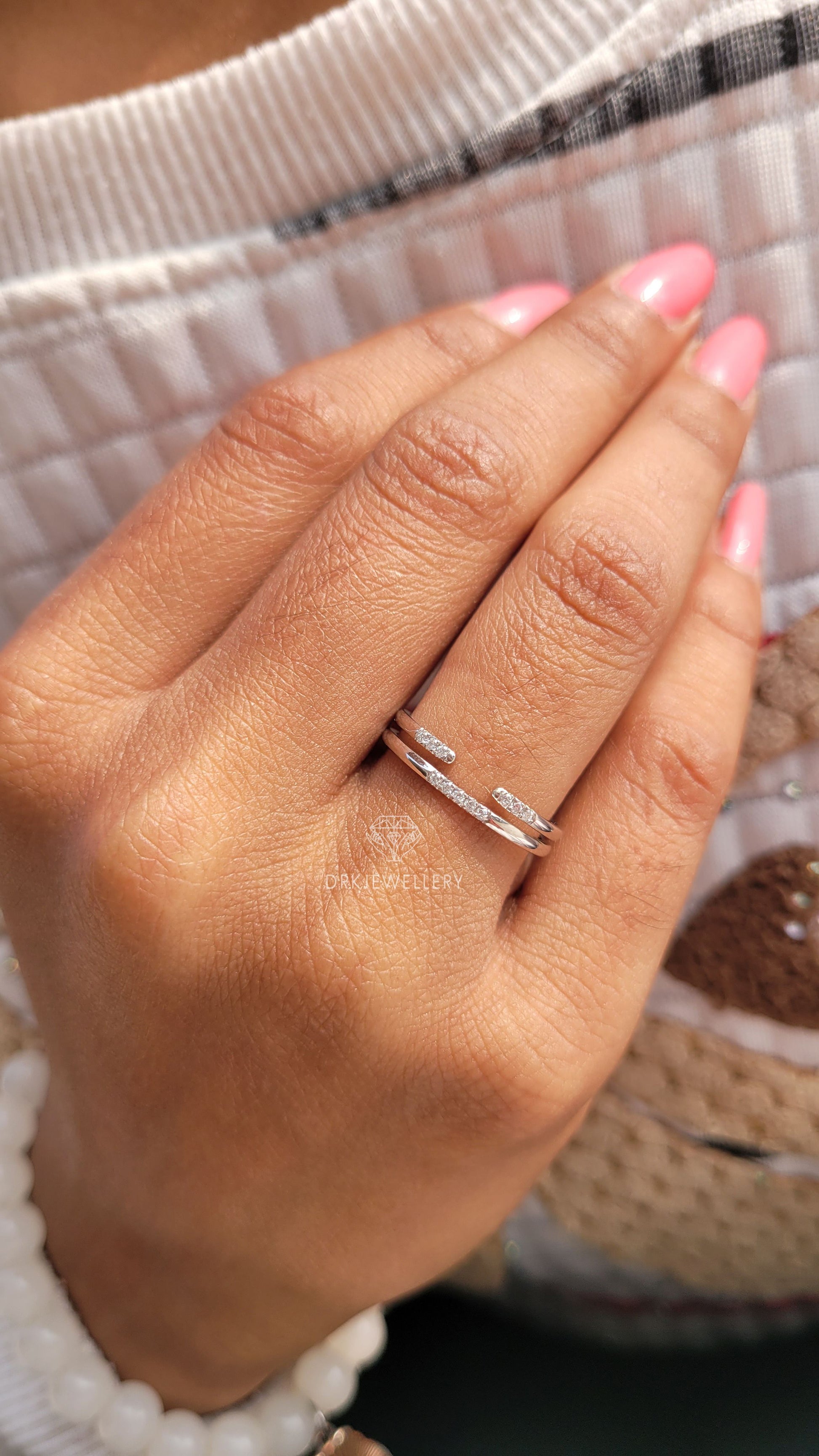 Double row pave set erernity white gold wedding ring set round cut lab grown diamond