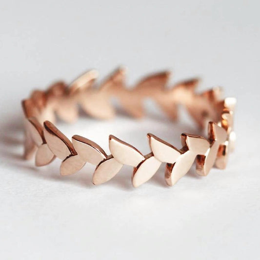 Vintage Inspire Leaf Style 14K Fine Gold Ring