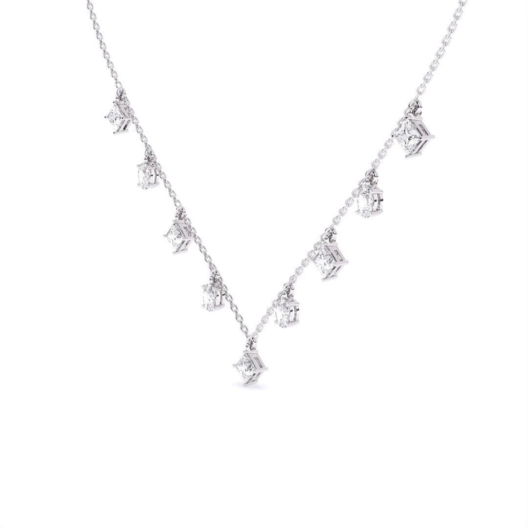 princess and oval cut lab grown diamond chain link necklace

