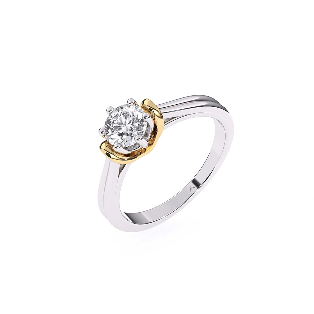 round cut lab grown diamond 14k to tone gold engagemet ring