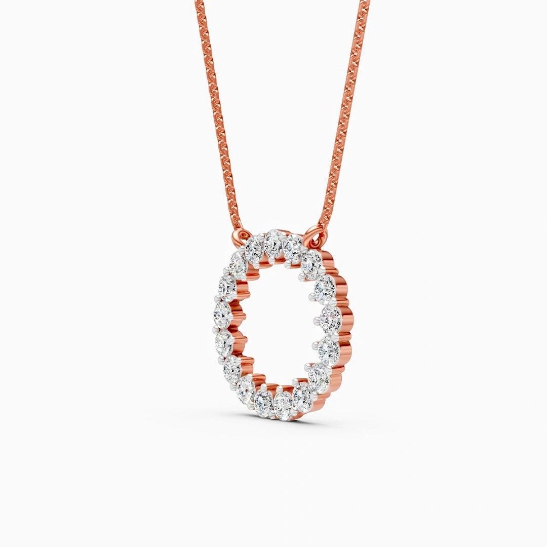 round cut lab grown diamond  gold chain karma pendant 