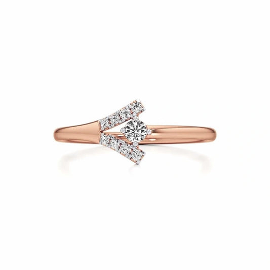 y shape round diamond ring, round diamond ring, rose gold ring, solitaire ring, pave set ring, gifts